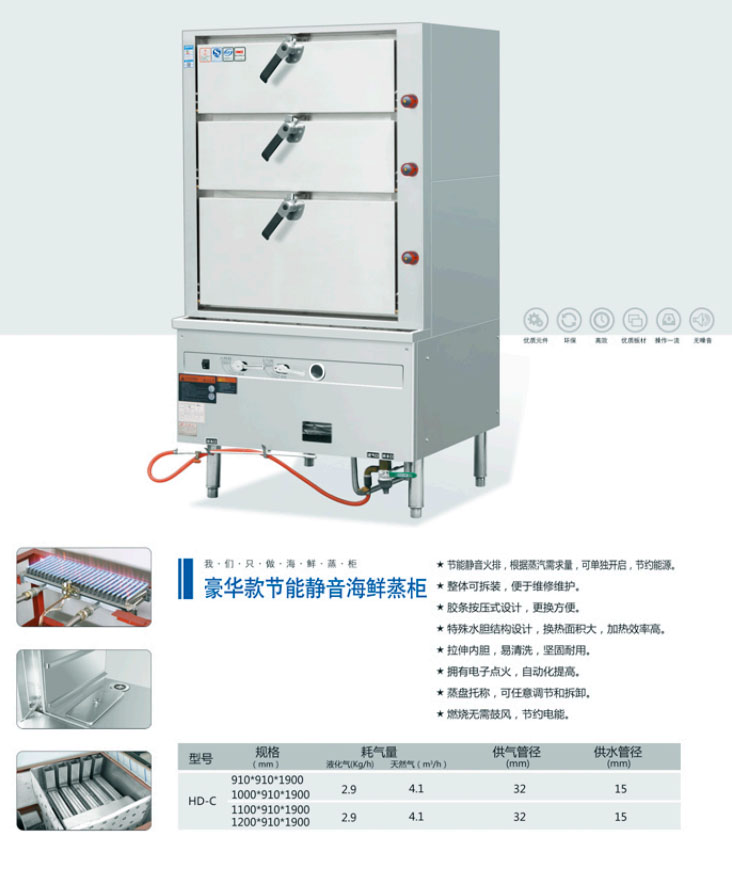 豪華款節(jié)能靜音海鮮蒸柜(圖1) 豪華款節(jié)能靜音海鮮蒸柜